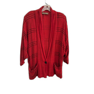 Max by Arthur Max Red Plaid Cardigan Size 16